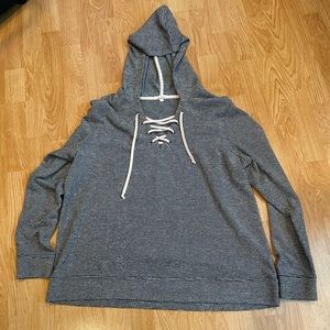 Maurices lace up striped sweatshirt